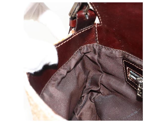 FENDI Mamma Baguette Schultertasche Perlen Elfenbein Silber Authentisch 185413V Roh - Ansicht 25