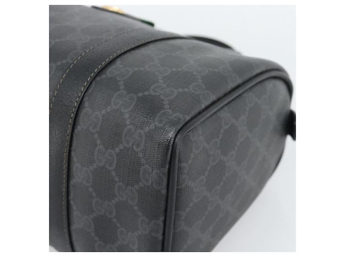 Borsa Boston GUCCI GG Supreme Web Sherry Line PVC Nero Oro 40 02 006 Auth 185482 D'oro - vista 10