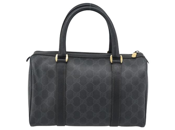 Borsa Boston GUCCI GG Supreme Web Sherry Line PVC Nero Oro 40 02 006 Auth 185482 D'oro - vista 3