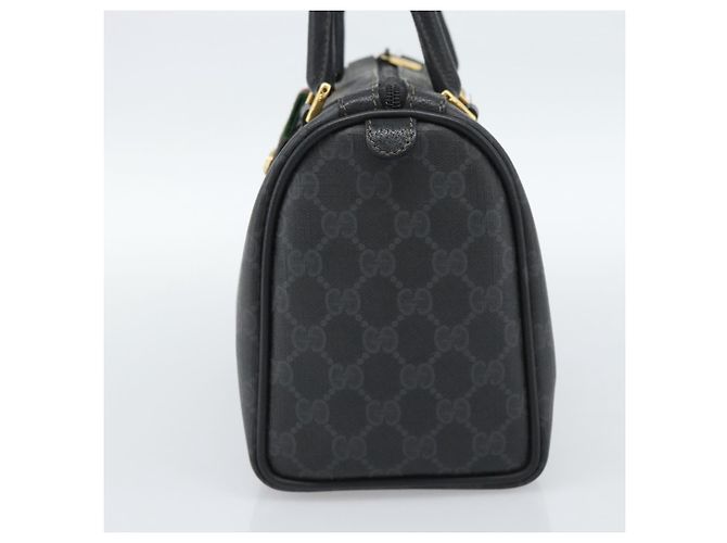 Borsa Boston GUCCI GG Supreme Web Sherry Line PVC Nero Oro 40 02 006 Auth 185482 D'oro - vista 5