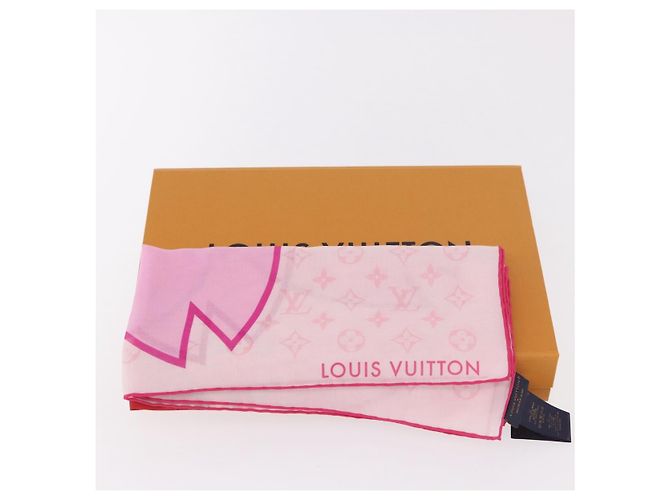 LOUIS VUITTON Monogram Cherry LVxTM Carre 55 Sciarpa Rosa M96088 LV Auth 185418SM Monogramma - vista 12