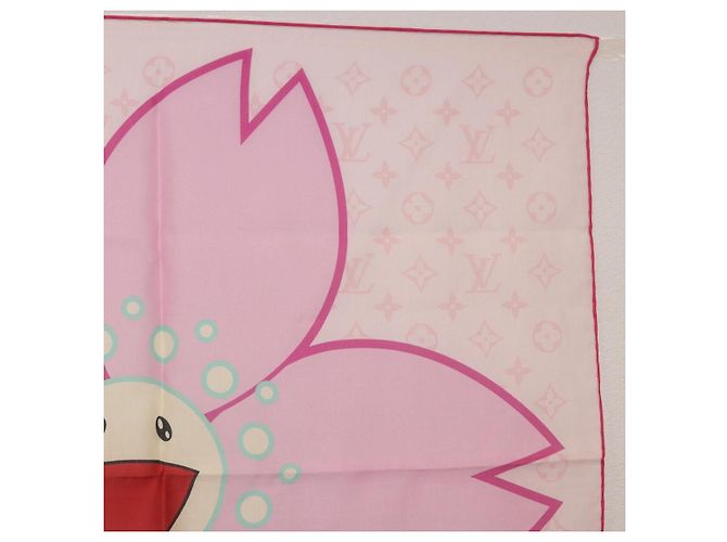 LOUIS VUITTON Monogram Cherry LVxTM Carre 55 Sciarpa Rosa M96088 LV Auth 185418SM Monogramma - vista 3