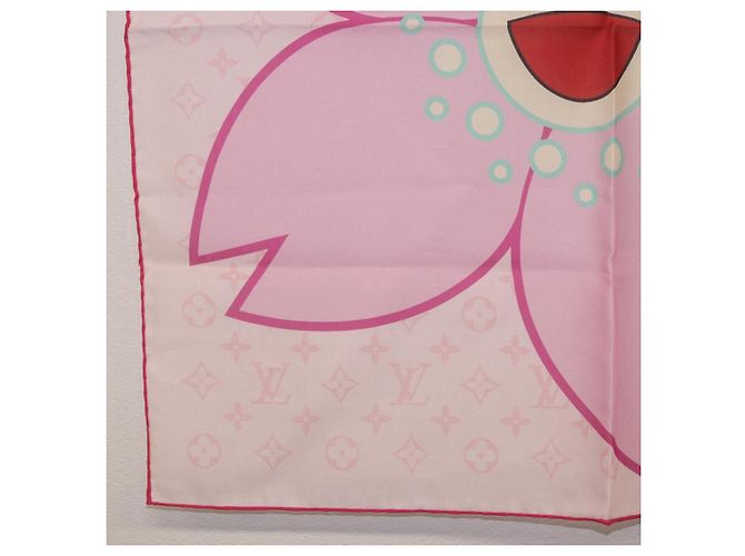 LOUIS VUITTON Monogram Cherry LVxTM Carre 55 Sciarpa Rosa M96088 LV Auth 185418SM Monogramma - vista 4