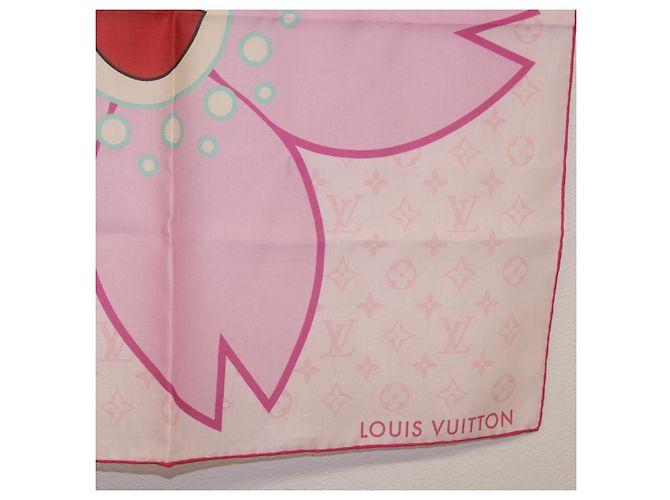 LOUIS VUITTON Monogram Cherry LVxTM Carre 55 Sciarpa Rosa M96088 LV Auth 185418SM Monogramma - vista 5