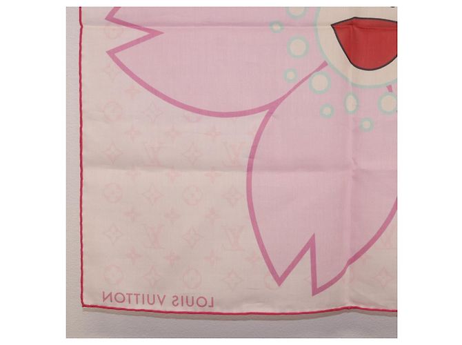 LOUIS VUITTON Monogram Cherry LVxTM Carre 55 Sciarpa Rosa M96088 LV Auth 185418SM Monogramma - vista 9