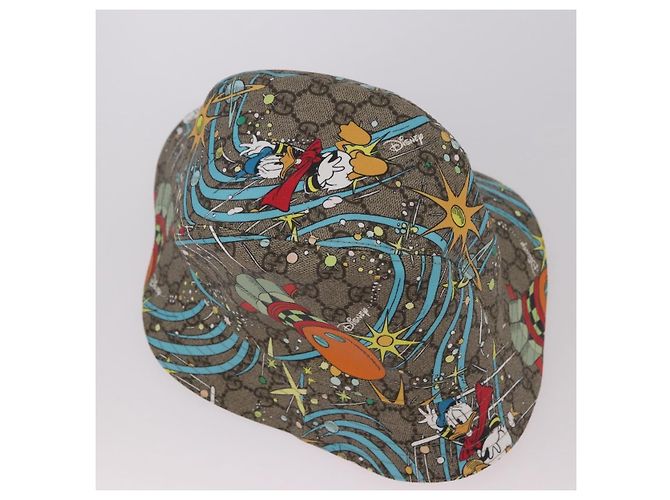 Cappello GUCCI GG Supreme Disney Donald Duck in PVC Beige Auth BA13368SM - vista 7