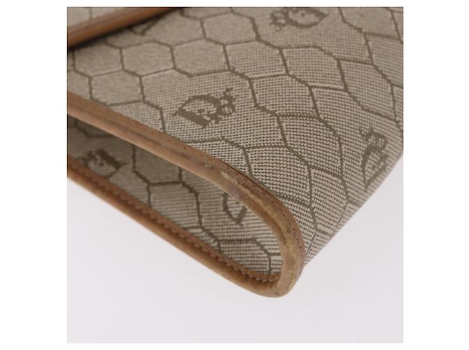 Borsa a tracolla con catena Christian Dior Honeycomb Canvas PVC Pelle Beige Oro Auth BA13330 D'oro - vista 10