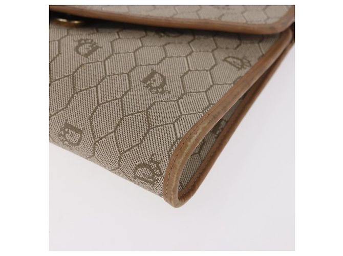 Borsa a tracolla con catena Christian Dior Honeycomb Canvas PVC Pelle Beige Oro Auth BA13330 D'oro - vista 11