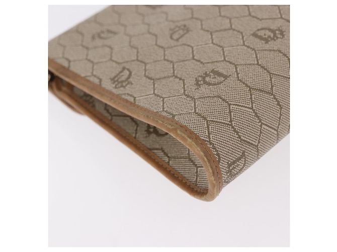 Borsa a tracolla con catena Christian Dior Honeycomb Canvas PVC Pelle Beige Oro Auth BA13330 D'oro - vista 12