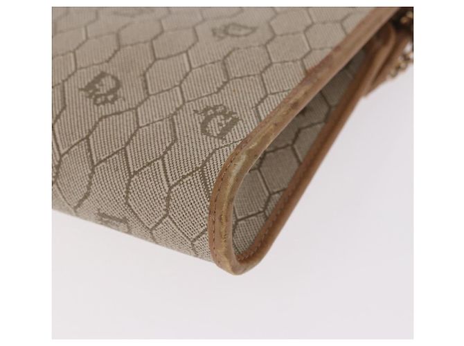 Borsa a tracolla con catena Christian Dior Honeycomb Canvas PVC Pelle Beige Oro Auth BA13330 D'oro - vista 13