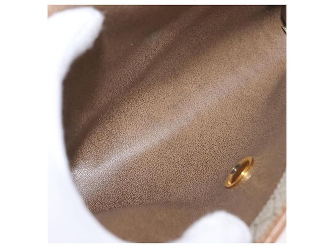 Borsa a tracolla con catena Christian Dior Honeycomb Canvas PVC Pelle Beige Oro Auth BA13330 D'oro - vista 17
