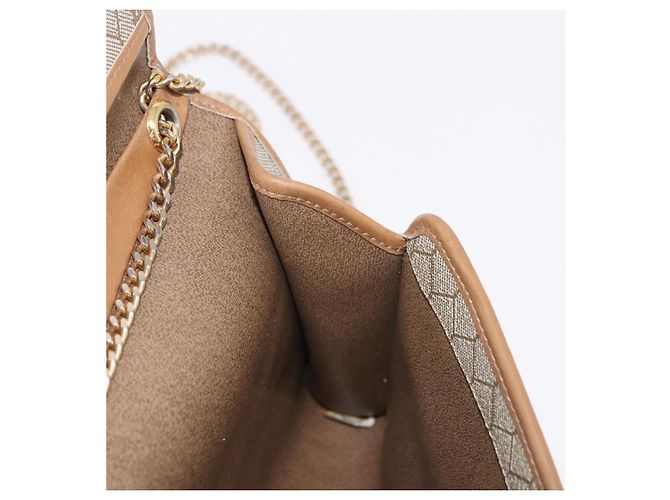 Borsa a tracolla con catena Christian Dior Honeycomb Canvas PVC Pelle Beige Oro Auth BA13330 D'oro - vista 18