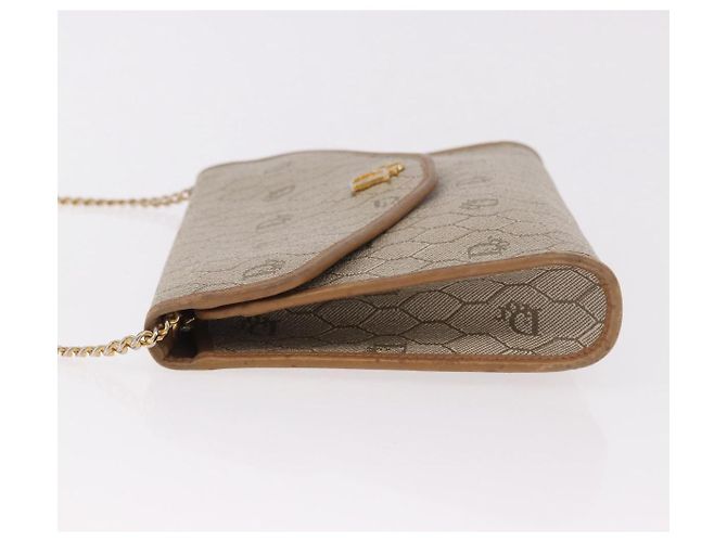 Borsa a tracolla con catena Christian Dior Honeycomb Canvas PVC Pelle Beige Oro Auth BA13330 D'oro - vista 5