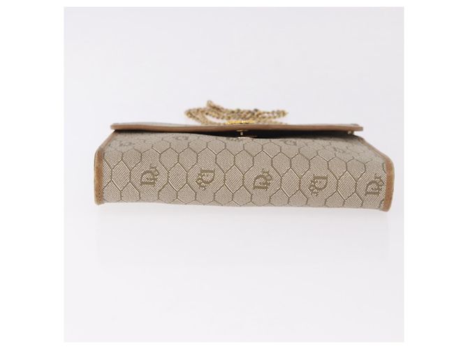 Borsa a tracolla con catena Christian Dior Honeycomb Canvas PVC Pelle Beige Oro Auth BA13330 D'oro - vista 9