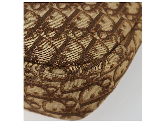 Borsa a Spalla Christian Dior Trotter Canvas Marrone Oro Auth bs35501 D'oro - vista 10