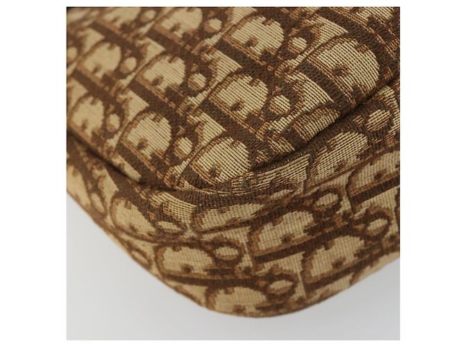 Borsa a Spalla Christian Dior Trotter Canvas Marrone Oro Auth bs35501 D'oro - vista 11