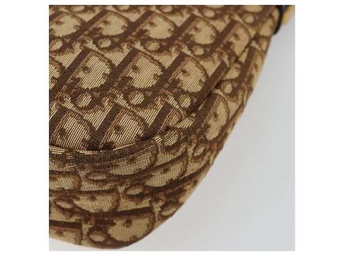 Borsa a Spalla Christian Dior Trotter Canvas Marrone Oro Auth bs35501 D'oro - vista 12