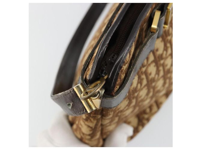 Borsa a Spalla Christian Dior Trotter Canvas Marrone Oro Auth bs35501 D'oro - vista 15