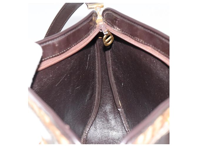 Borsa a Spalla Christian Dior Trotter Canvas Marrone Oro Auth bs35501 D'oro - vista 18