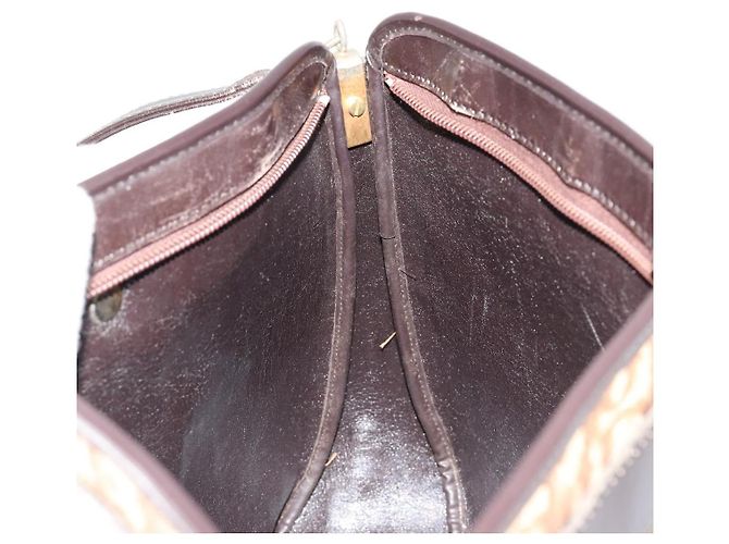 Borsa a Spalla Christian Dior Trotter Canvas Marrone Oro Auth bs35501 D'oro - vista 19