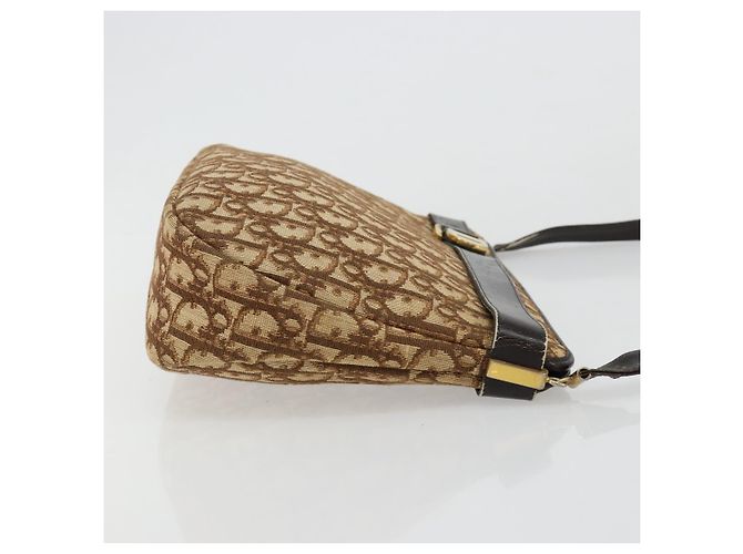 Borsa a Spalla Christian Dior Trotter Canvas Marrone Oro Auth bs35501 D'oro - vista 4