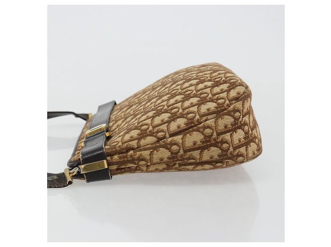 Borsa a Spalla Christian Dior Trotter Canvas Marrone Oro Auth bs35501 D'oro - vista 5