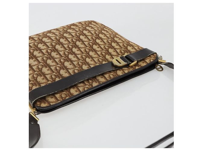 Borsa a Spalla Christian Dior Trotter Canvas Marrone Oro Auth bs35501 D'oro - vista 6