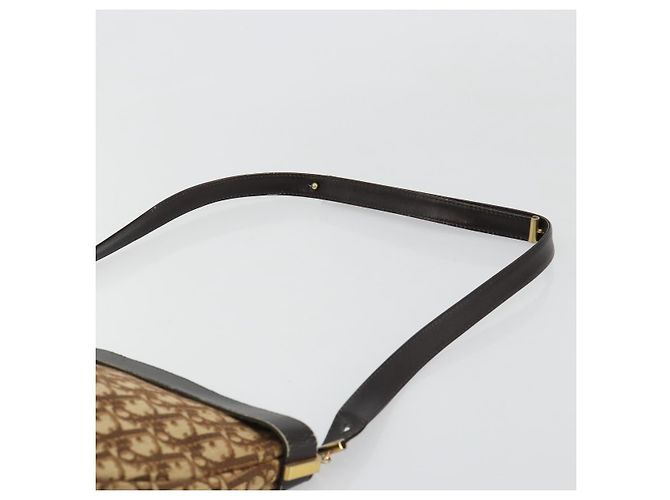 Borsa a Spalla Christian Dior Trotter Canvas Marrone Oro Auth bs35501 D'oro - vista 8