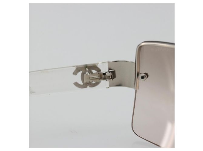 Occhiali da sole CHANEL in plastica trasparente argento CC Auth 185209 - vista 12