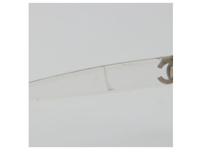 Occhiali da sole CHANEL in plastica trasparente argento CC Auth 185209 - vista 13