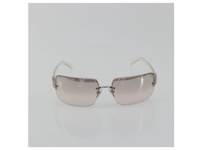 Occhiali da sole CHANEL in plastica trasparente argento CC Auth 185209 - vista 2