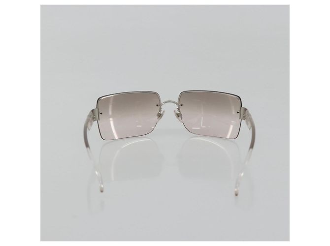 Occhiali da sole CHANEL in plastica trasparente argento CC Auth 185209 - vista 3
