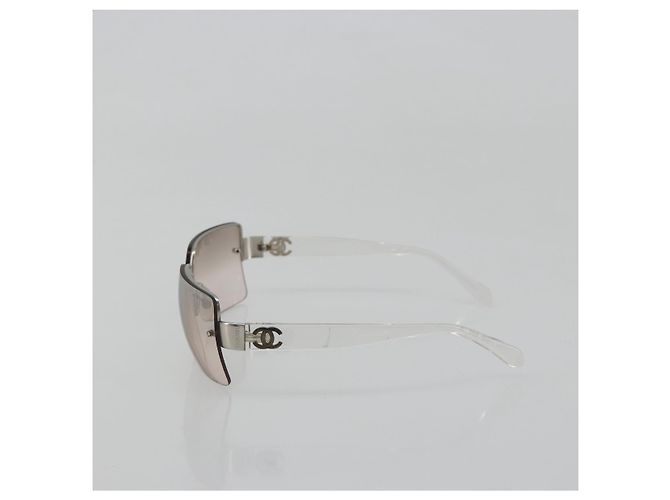 Occhiali da sole CHANEL in plastica trasparente argento CC Auth 185209 - vista 4