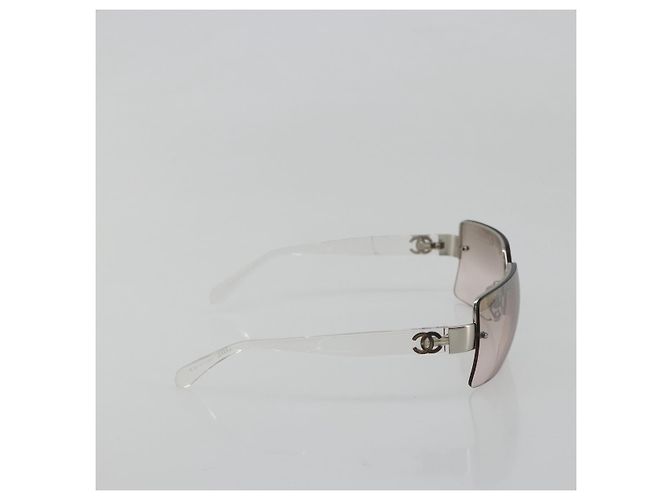 Occhiali da sole CHANEL in plastica trasparente argento CC Auth 185209 - vista 5
