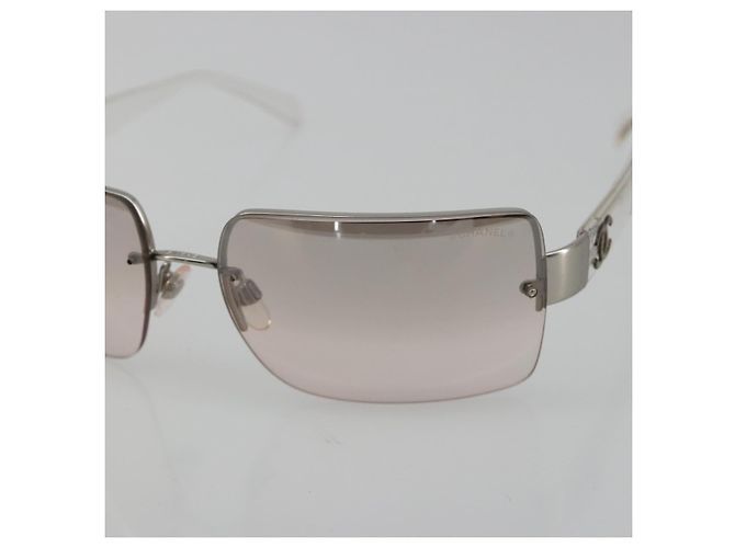 Occhiali da sole CHANEL in plastica trasparente argento CC Auth 185209 - vista 7