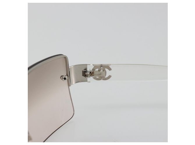 Occhiali da sole CHANEL in plastica trasparente argento CC Auth 185209 - vista 9