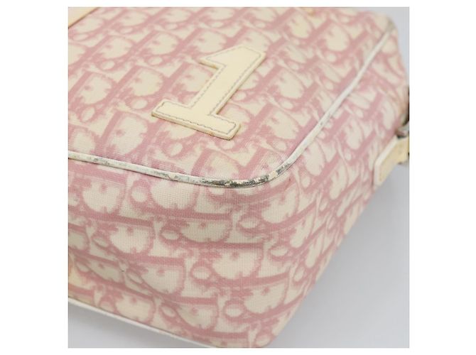 Borsa a Spalla Christian Dior Trotter Canvas PVC Rosa Argento Auth BA13409 - vista 10