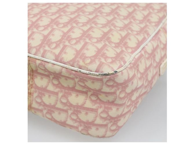 Borsa a Spalla Christian Dior Trotter Canvas PVC Rosa Argento Auth BA13409 - vista 12