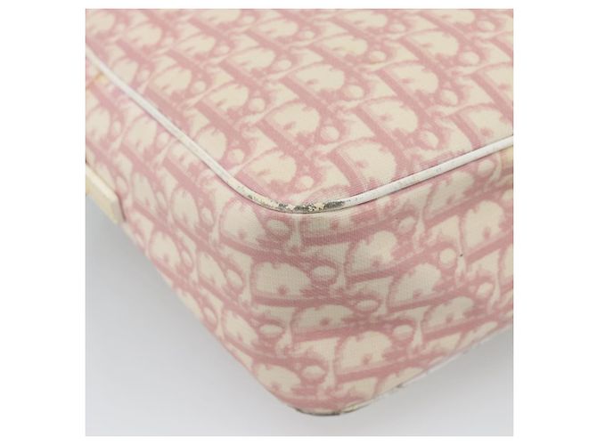 Borsa a Spalla Christian Dior Trotter Canvas PVC Rosa Argento Auth BA13409 - vista 13