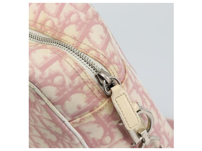 Borsa a Spalla Christian Dior Trotter Canvas PVC Rosa Argento Auth BA13409 - vista 14