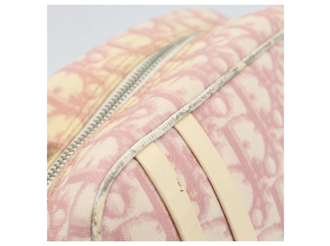Borsa a Spalla Christian Dior Trotter Canvas PVC Rosa Argento Auth BA13409 - vista 15