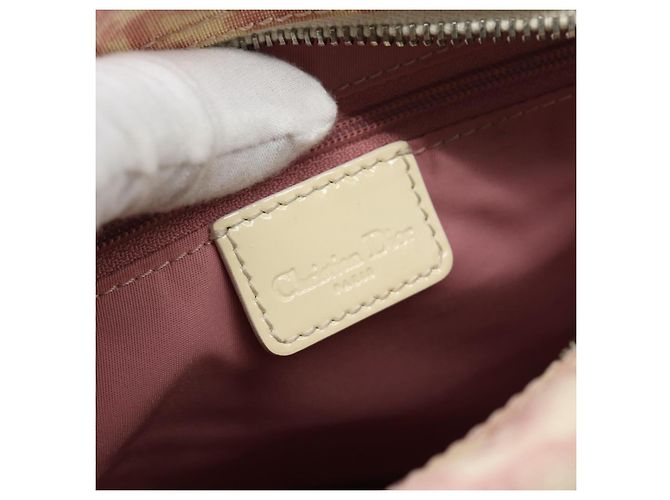 Borsa a Spalla Christian Dior Trotter Canvas PVC Rosa Argento Auth BA13409 - vista 16