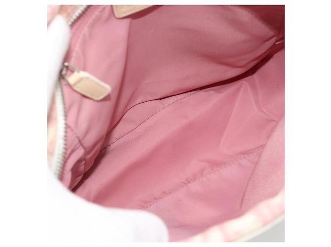 Borsa a Spalla Christian Dior Trotter Canvas PVC Rosa Argento Auth BA13409 - vista 17