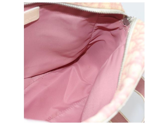 Borsa a Spalla Christian Dior Trotter Canvas PVC Rosa Argento Auth BA13409 - vista 18