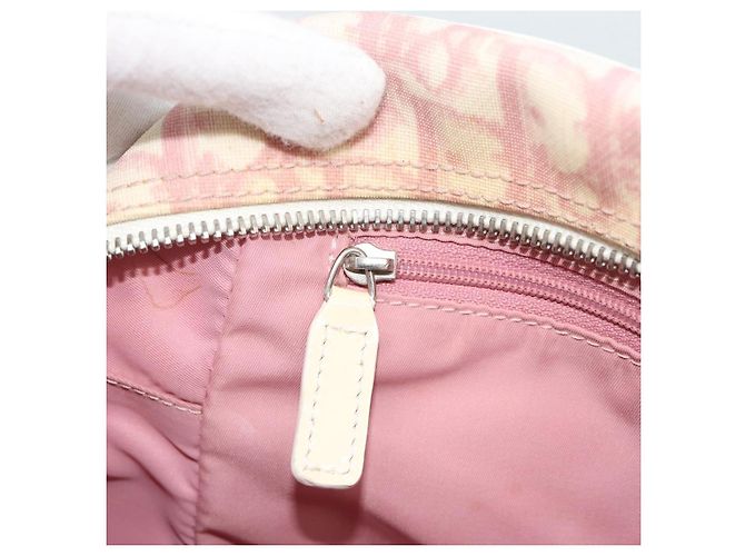 Borsa a Spalla Christian Dior Trotter Canvas PVC Rosa Argento Auth BA13409 - vista 20
