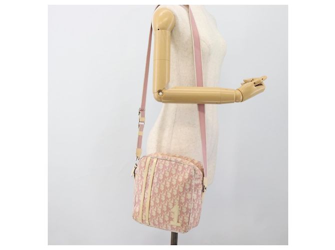 Borsa a Spalla Christian Dior Trotter Canvas PVC Rosa Argento Auth BA13409 - vista 23