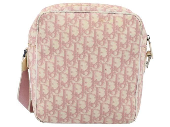 Borsa a Spalla Christian Dior Trotter Canvas PVC Rosa Argento Auth BA13409 - vista 3