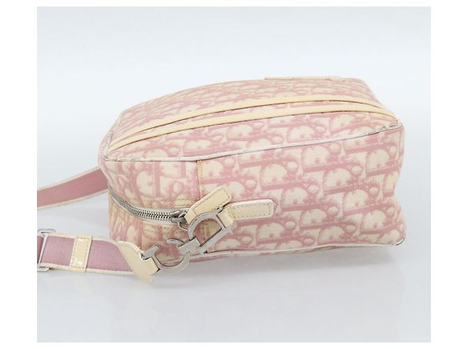 Borsa a Spalla Christian Dior Trotter Canvas PVC Rosa Argento Auth BA13409 - vista 4