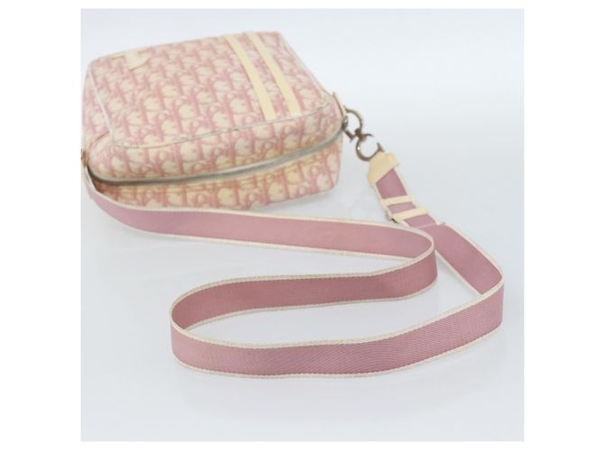 Borsa a Spalla Christian Dior Trotter Canvas PVC Rosa Argento Auth BA13409 - vista 7