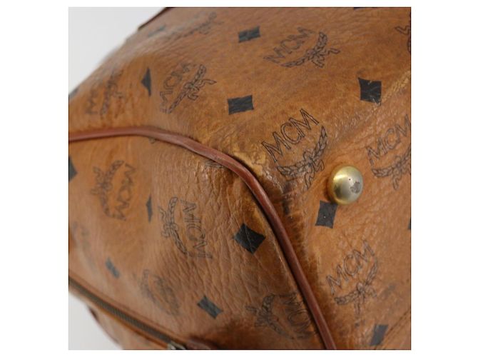 Borsa MCM Vicetos Logogram PVC Pelle Marrone Oro Auth 185111 D'oro - vista 11